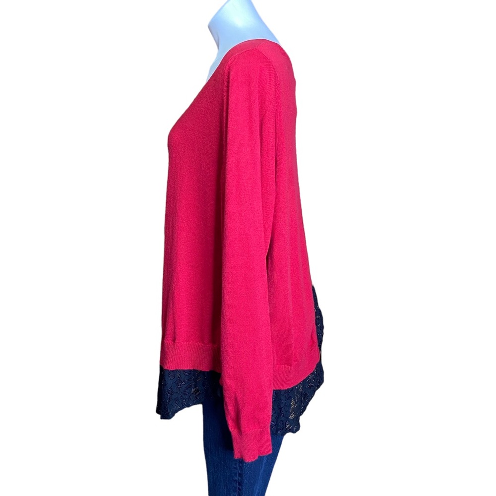 TORRID Lace Hem Pullover Sweater Split Button Bac… - image 8